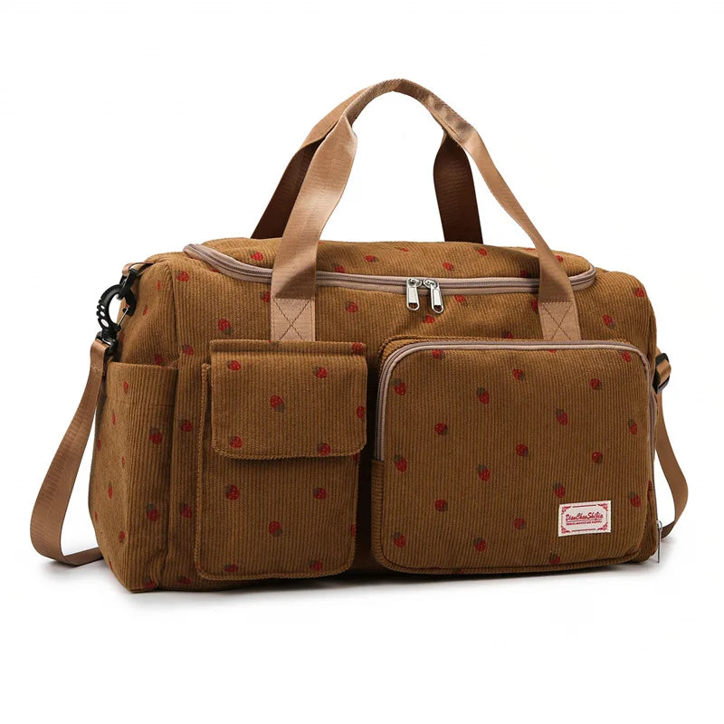 Corduroy Mommy Bag Large Capacity Waterproof Baby Diaper Bags Stroller Nappy Organizer Travel Carry Shoe Maternity Tote Bags