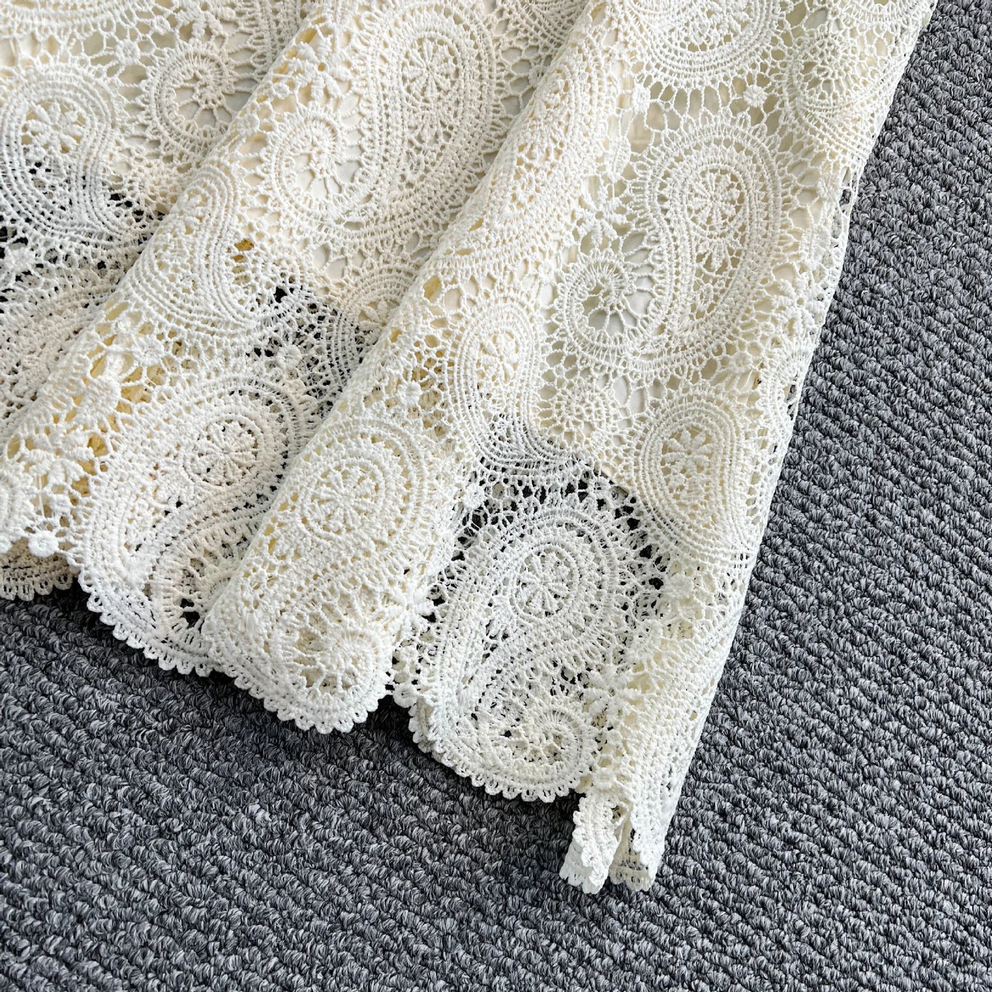 Women Two Piece Sets Skirt Set Embroidery Lace Hollow Out Half Sleeve Shirt Long Skirts A Line High Waist Elegant Work Spring