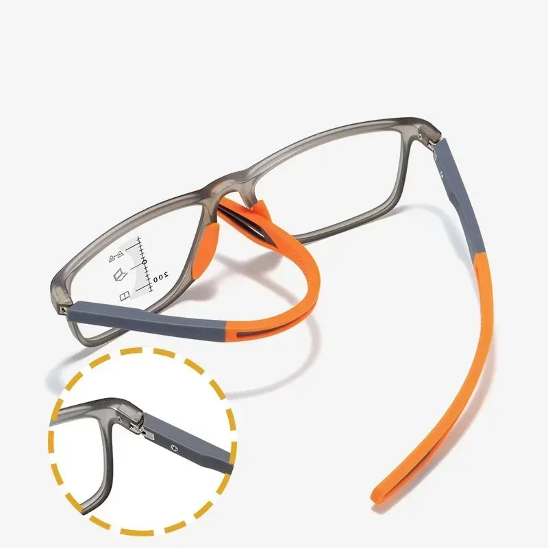 Color Changing Multifocal Reading Glasses Outdoor Anti Slip Anti Blue Light Presbyopia Eyewear Photochromic Multifocal Glasses