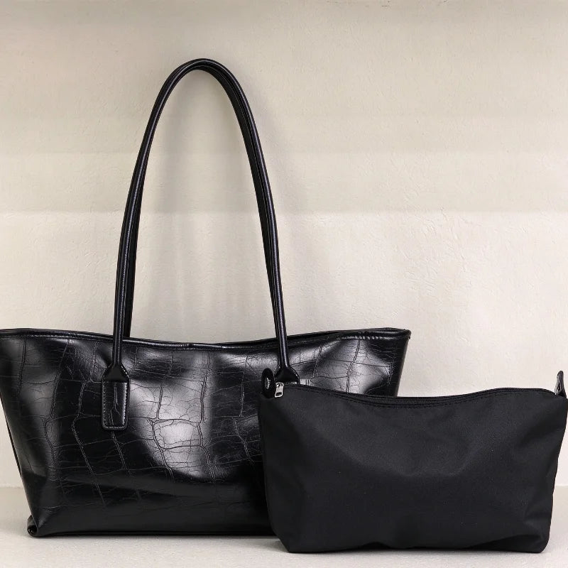 Luxury Vintage Crocodile-embossed Tote,women's Large-capacity Shoulder Handheld Bag,stylish Minimalist Casual Commuter Tote Bags