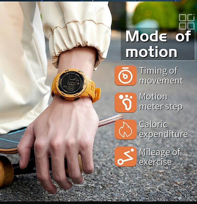 SANDA Brand Men Watches Sports Pedometer Calories 50M Waterproof LED Digital Watch Military Wristwatch Relogio Masculino 2145