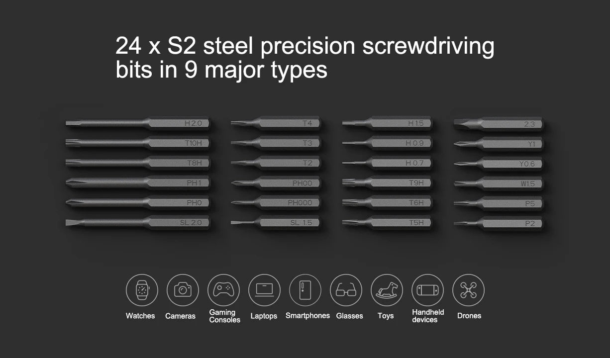 XIAOMI MIJIA Electric Precision Screwdriver With 24 S2 Steel Bits,2 Torque Setting,400+ Screws Per Charge,For Smart Home Repair