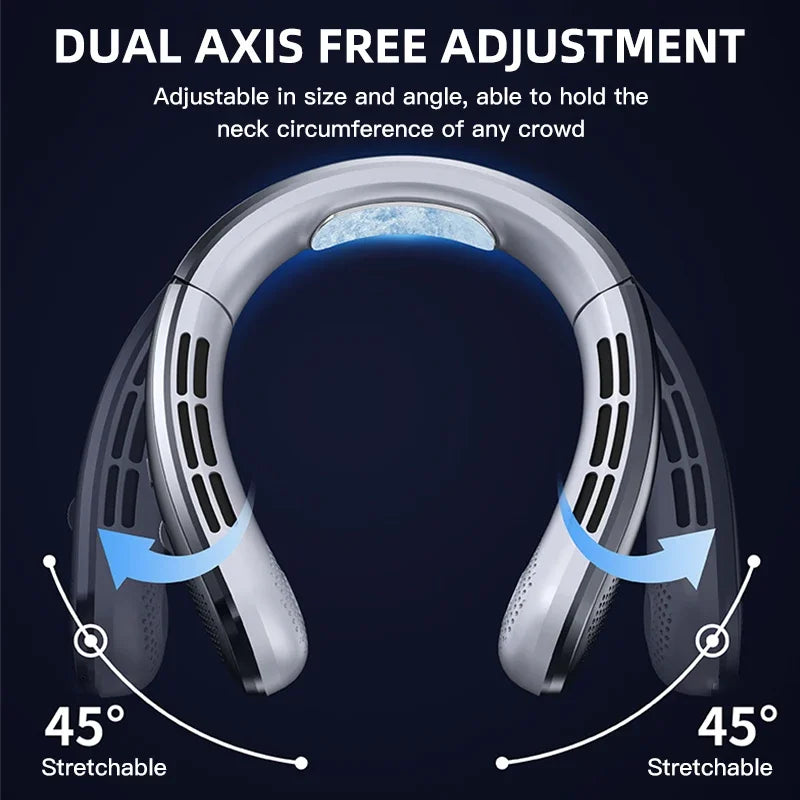 Mini New USB Hanging Neck Fan 8000mAh Rechargeable Bladeless Portable Mute LED Digital Display Electric Fans Air Cooler