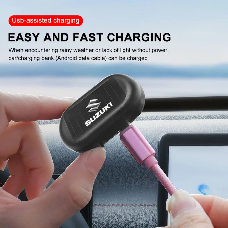 1Pcs Car Solar Powered Wireless Anti-Theft Caution Lamp LED Flashing Light Styling For Suzuki Jimny Grand Vitara Sx4 Swift Alto