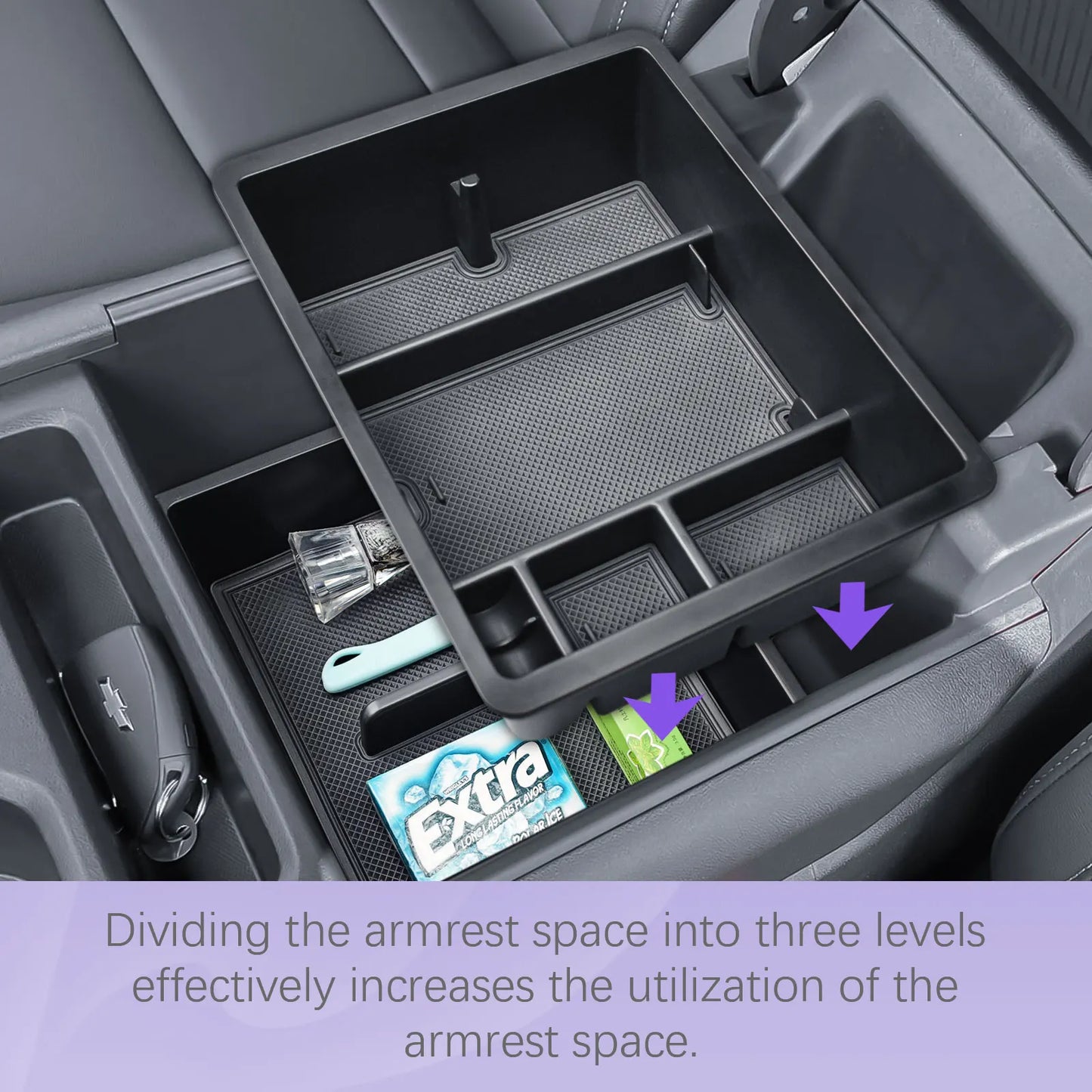 Center Console Organizer Tray for 2024 2025 Chevy Silverado EV WT and 2024 2025 GMC Sierra EV Armrest Storage Box Accessories