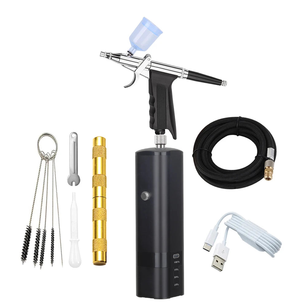 High Quality Cordless Mini Airbrush With Compressor Trigger Gun Cleaning Kit Foundation Makeup Oxygen Infusion Apparatus