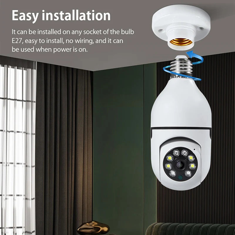 Bulb E27 Surveillance Camera Full Color Night Vision Automatic Human Tracking Zoom Indoor Security Monitor Wifi Miini IP Camera