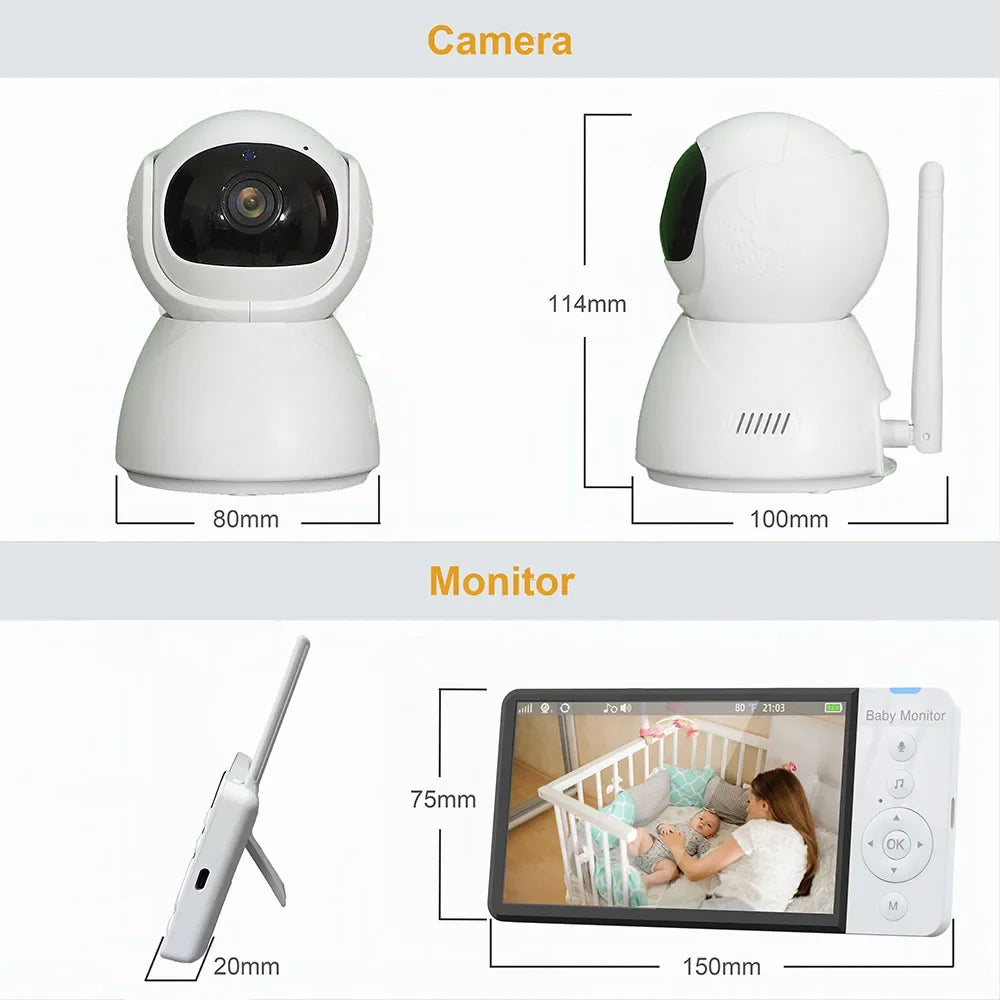 Baby Monitor Scurity Potection Cmera for Kids 5"IPS Screen 5000mAh Battery Night Vision 2-Way Audio Video Child Camera