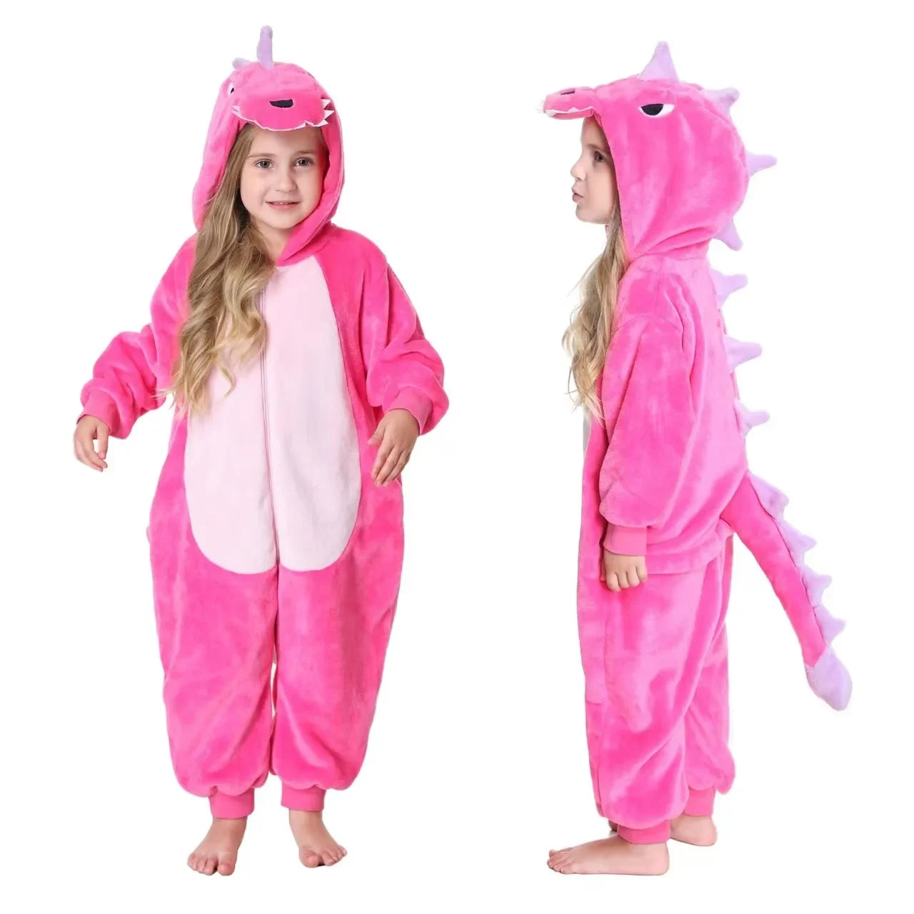 Dinosaur Cosplay Children's Costume Cute Kids Sleepwear Flannel Animal Onesies Boys Girls Pajamas Christmas Party Jumpsuit