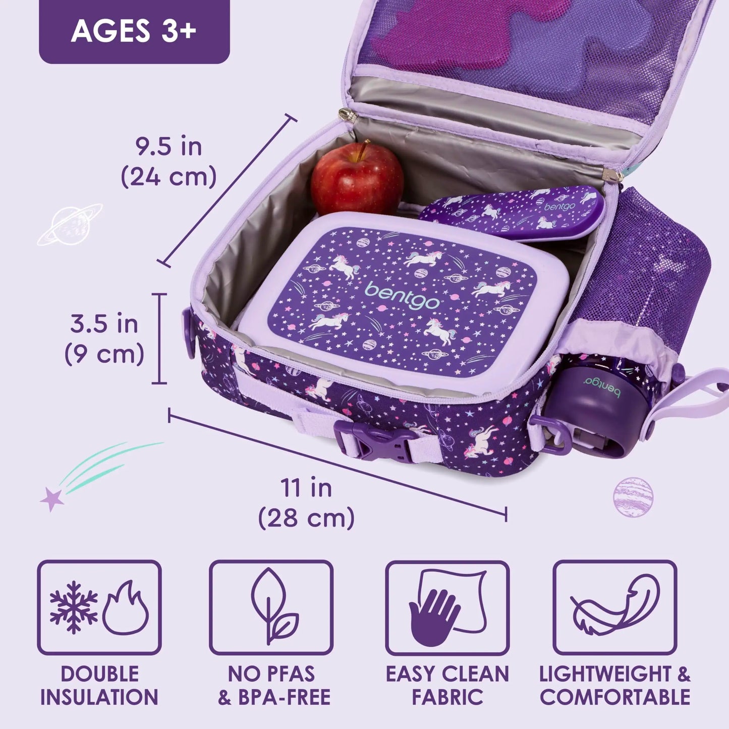 2025 New Cute Cartoon Kids Bento Lunch Bag Unicorn Print Reusable Lunch Box Double Insulated Waterproof for Children 3Years+