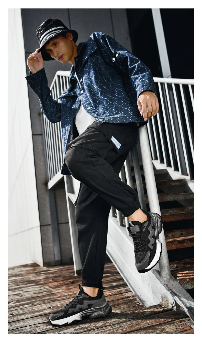 Sports shoes men's four season casual fashion outdoor thick sole breathable comfortable anti slip wear-resistant casual sneakers