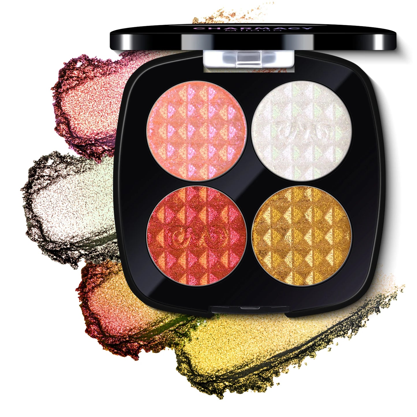 CHARMACY 4 Colors Duochrome Eyeshadow Palette High Pigment Vegan Glitter Multichrome Long-lasting Smooth Eye Shadow Makeup