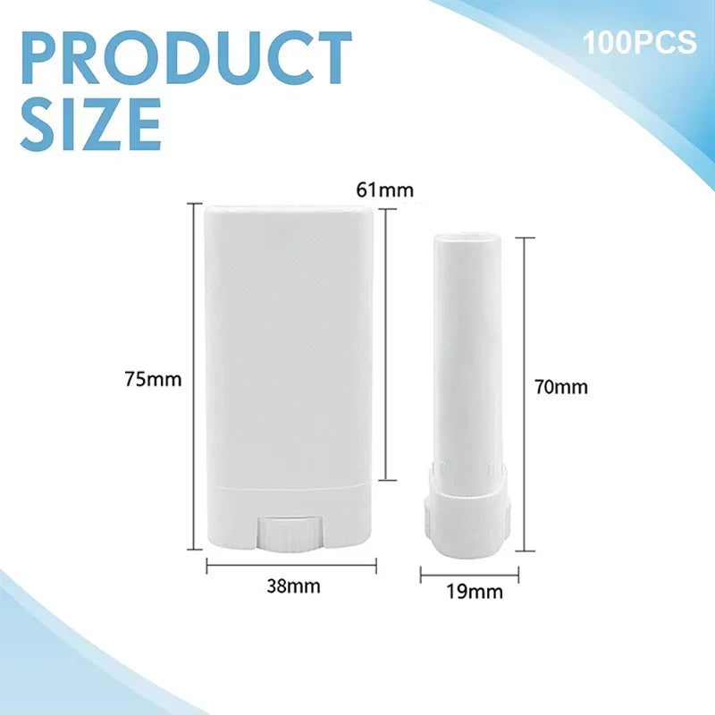 100pcs 15g Plastic Oval Lip Balm Tubes Travel Deodorant Containers Perfume Homemade Solid Lotion Portable Makeup Lipstick Tubes