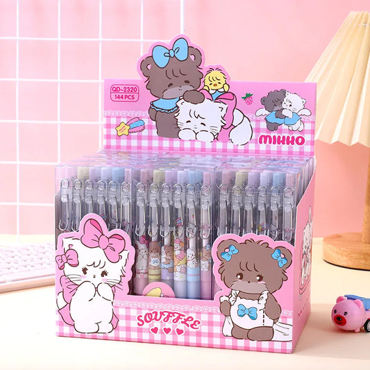 12pcs Cartoon Mikko Gel Pen 0.5mm Black Press Pen Writing Pen Student Stationery Wholesale