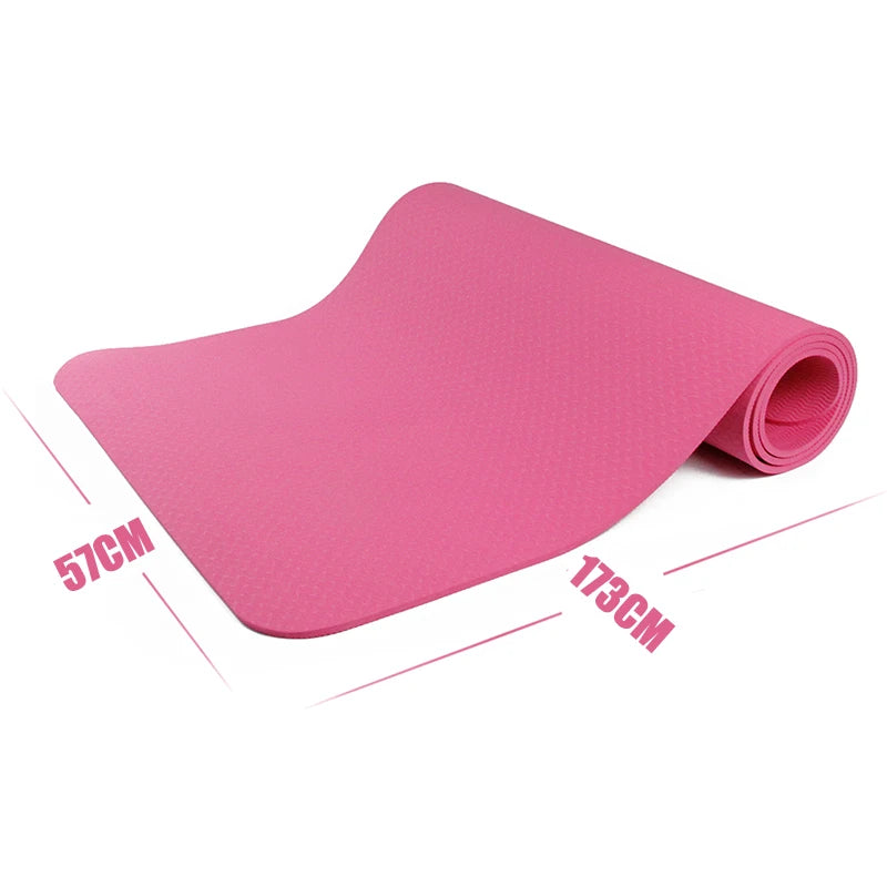 TPE Yoga Mat 173*57cm Eco-friendly Non-Slip Exercise & Fitness Mat for Men&Women with Carrying Strap, Home Workout Mat for Yoga