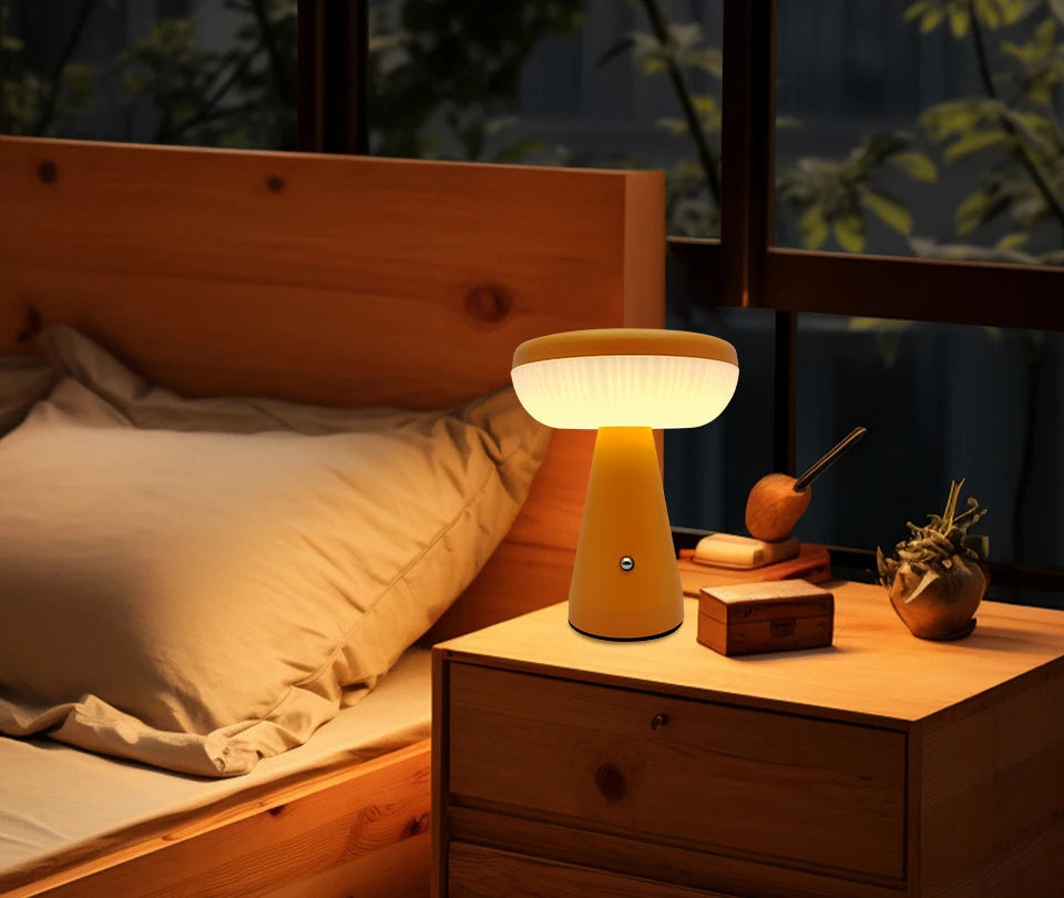 Minimalist Nordic Mushroom LED Desk Lamp Touch Dimming Bedhead Night Light Reading Light Restaurant Bedroom Decorative Lighting