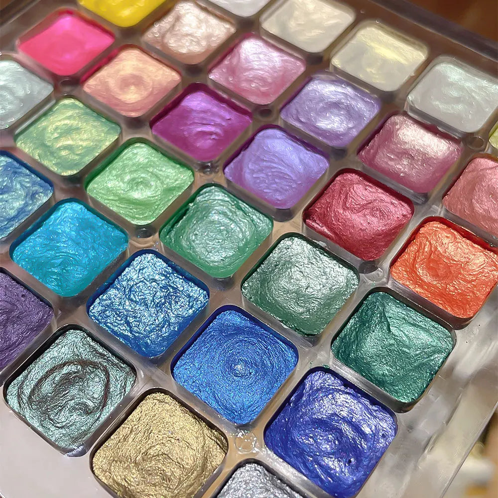 15/36 Color Pearlescent Watercolor Set,Easy-Blend Metallic Shimmer,Solid Paint for Nail Gel/Cat Eye Polish, DIY nail art Kit