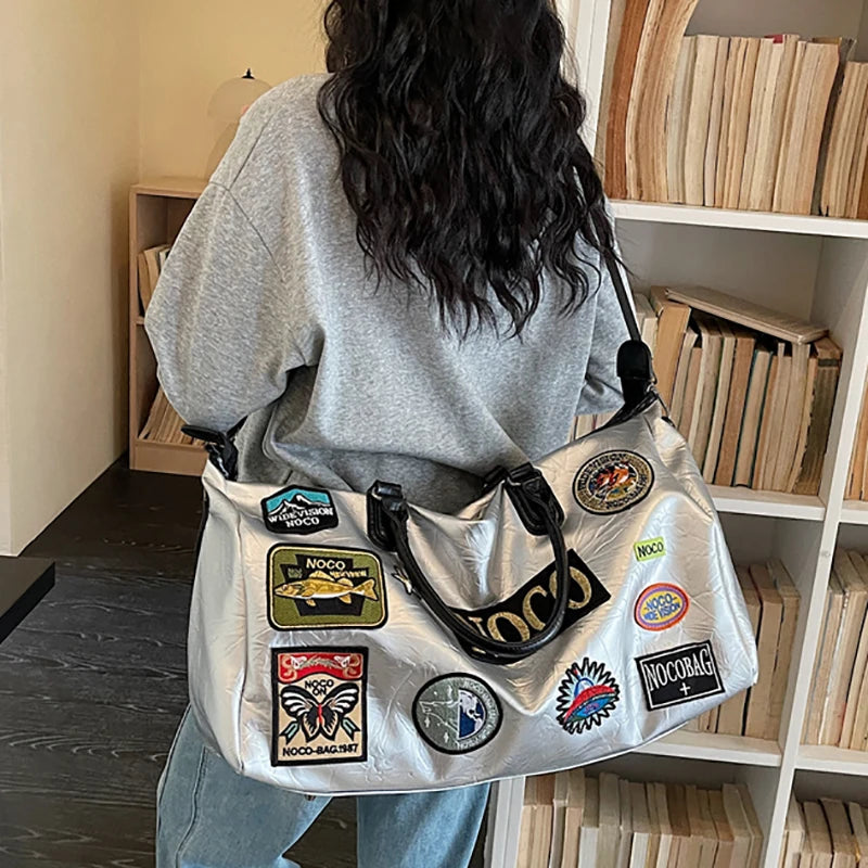 Fitness Travel Bag Suitable for Both Men and Women, Can Be Carried by Hand, Worn over the Shoulder or Cross-Body， Pu Leather Bag