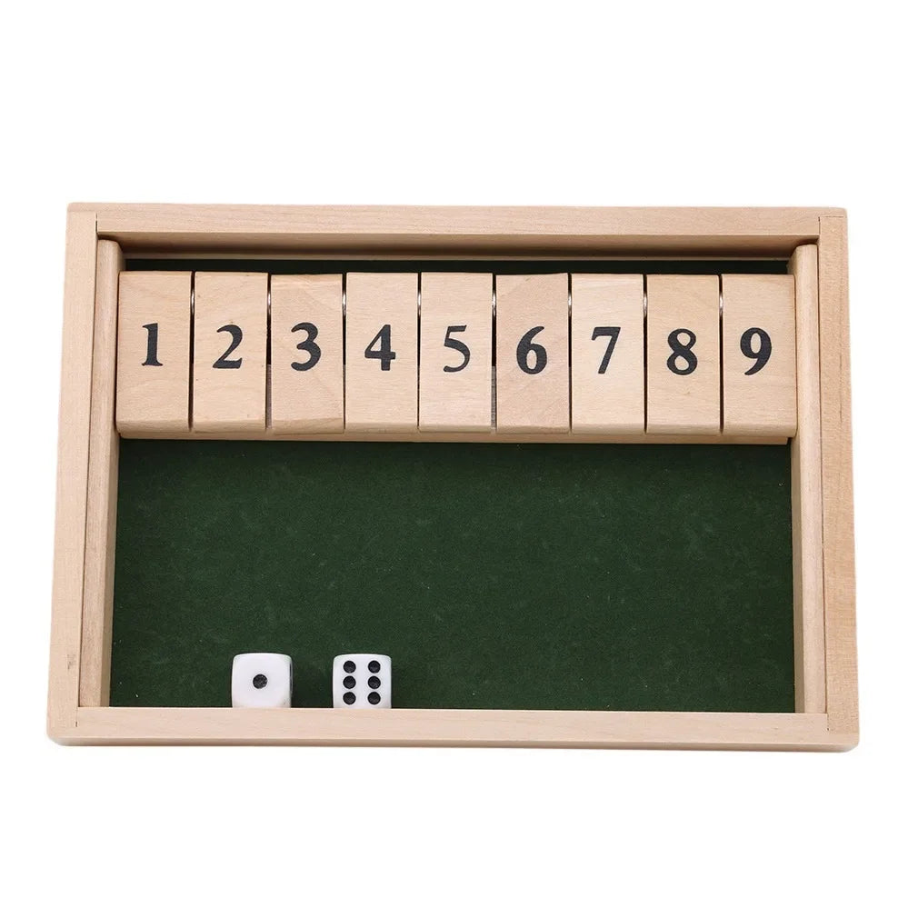 2-4 Player Wooden Math Flaps & Dice Board Box Game Cognitive Thinking Ability Wood Shut-The-Box Instructions Deluxe Adults Kids