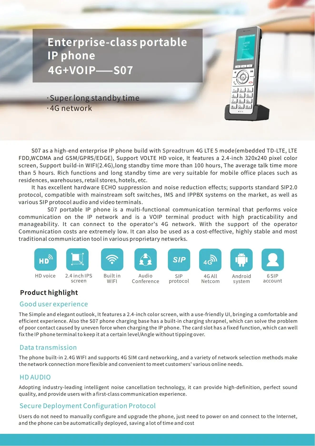 VOIP Telephone 2G/3G/4G phone 4G WiFi SIP Phone Handheld phones for office/home/school/hotels