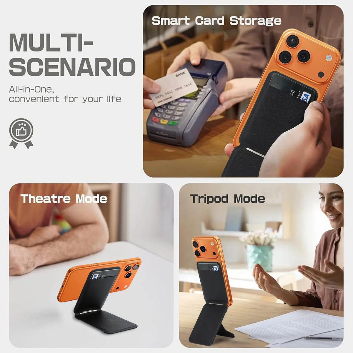 Functional Magnetic Card Holder Adjustable Stand Selfie Stick Compatible with MagSafe Card Holder