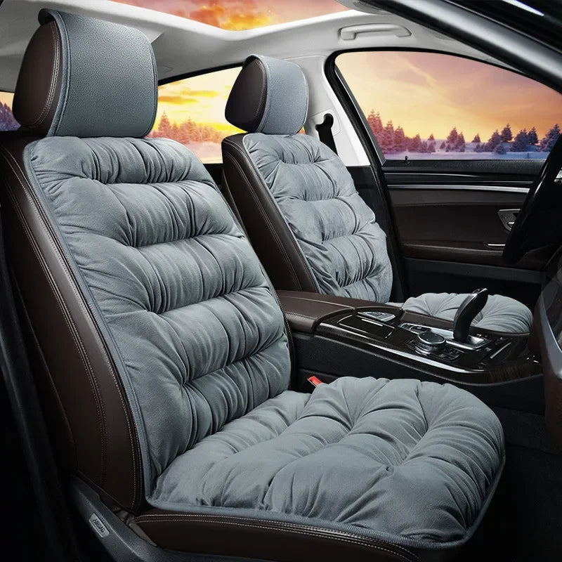 A Soft Plush Car Seat Cover, with Backrest Comfortable Car Seat Protection Pad, Universal Winter Warm Car Interior Accessories