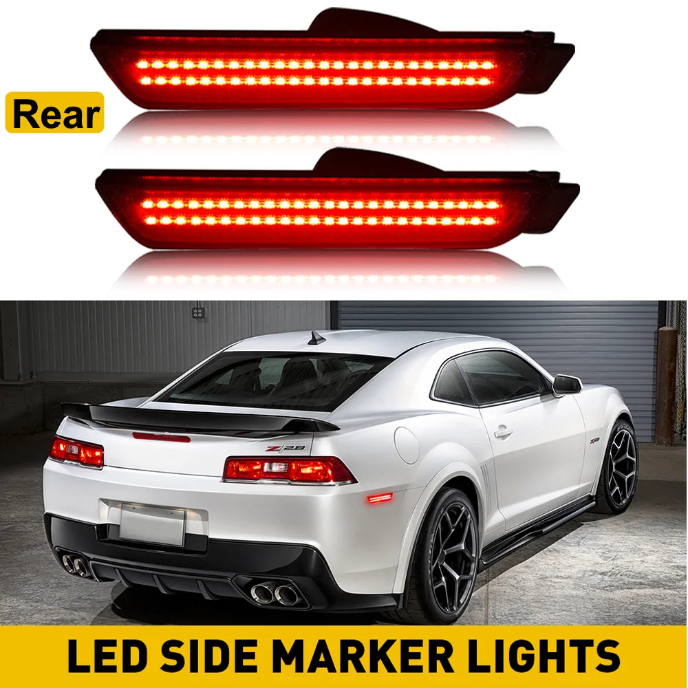 2/4Pcs LED Bumper Side Smoked Marker Light for Chevy Camaro 2010 2011 2012 2013 2014 2015 Yellow Red Front Rear LED Fender Lamps