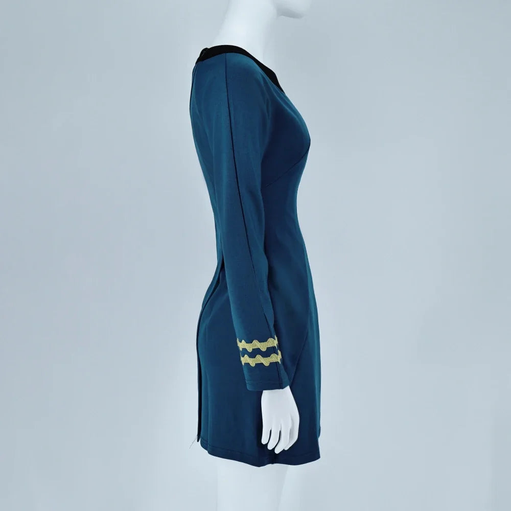 Halloween Costume Startreks Female Uniform Dress Duty TOS Cosplay Costume Red Blue Halloween Party Prop