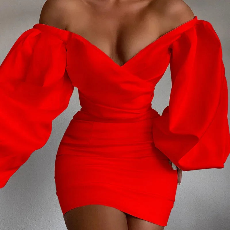 LN289 Women's Off-The-Shoulder Sexy Slimming Dress European And American Style Fashion Autumn/Winter 2024 Plus Size In Stock