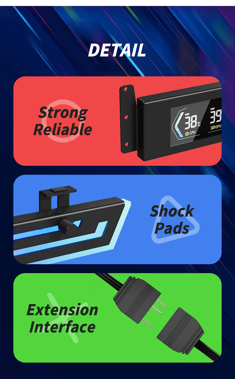 Power Train Z-X6 Graphics Card Bracket Temperature Display 5V 3PIN ARGB AURA SYNC Graphics Card VGA Holder Height Adjustable