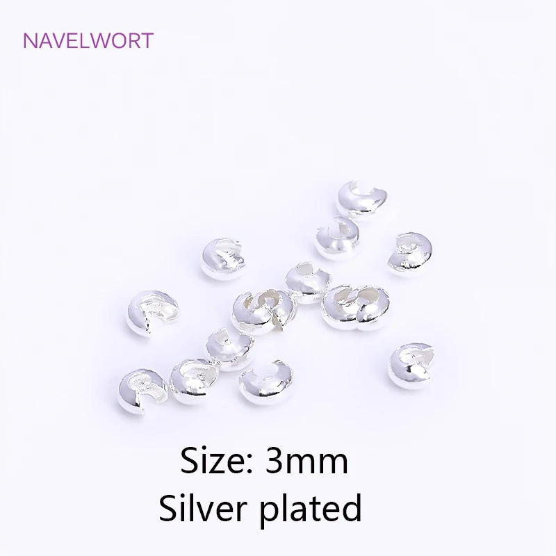 18K Gold Plated Brass Stripe Crimp End Beads Stopper Open Crimp Beads Covers DIY Handmade Crafts Accessories For Jewelry