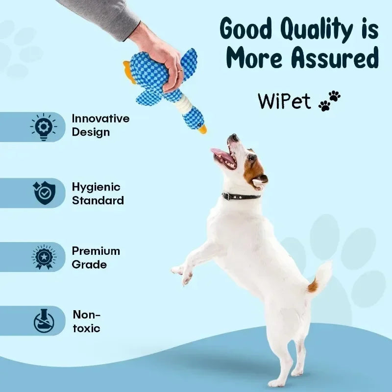 Pet Dog Toys Cute Goose Shape Plush Squeaky Chew Toy Bite Resistant Teeth Cleaning Interactive Stuffed Molar Pet Play Toys