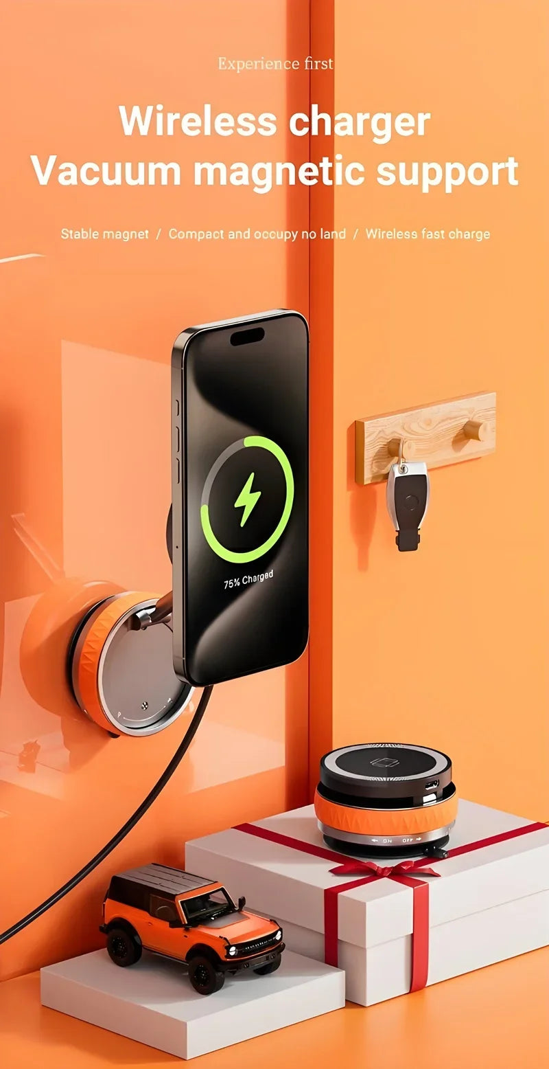 15W Wireless Car Charger Mount,Magnetic Vacuum Suction 360° Rotatable Foldable Portable Multi-Scenario Phone Stand for All Phone