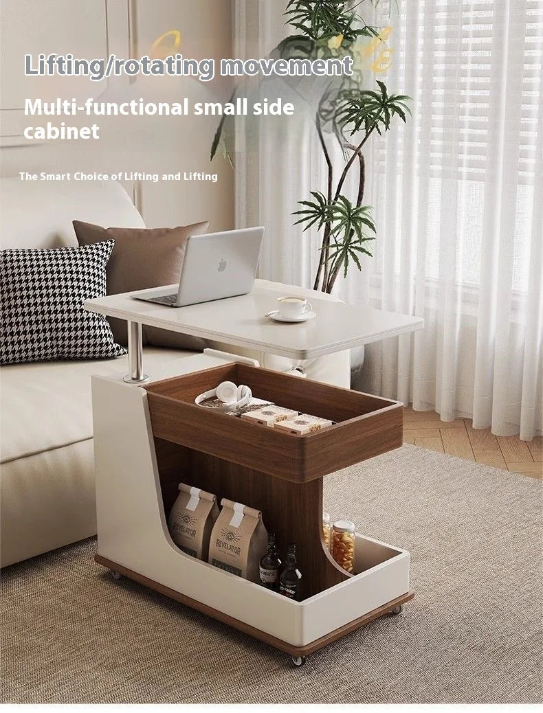 Solid Wood High-End Bedroom Furniture Luxury Modern Slate Multifunctional Side Cabinet Sofa Trolley Lift Capabilities Accessible