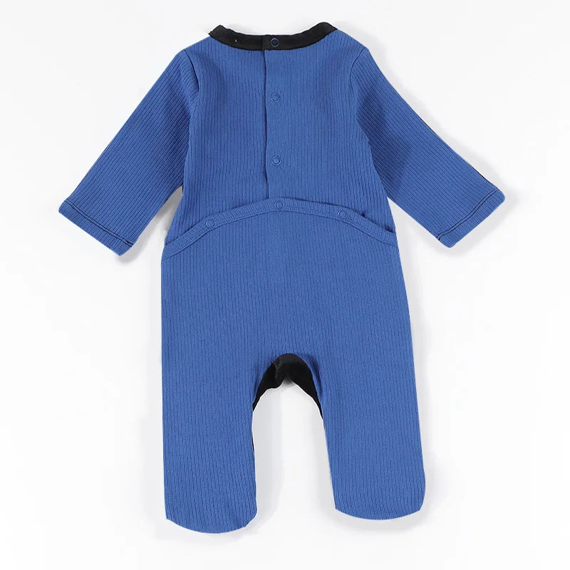 Baby Romper Footies Black Velour Back Ribbed Kids Clothes Long Sleeves Ribbed Overalls Baby Boy and Girls Clothes Winter Romper
