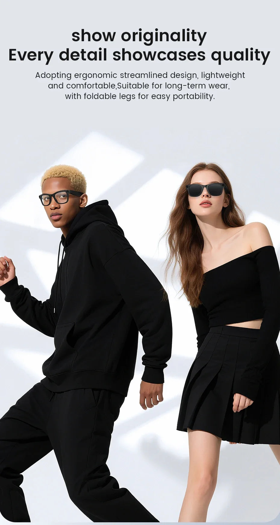 2025 New Smart Glasses 800W HD Camera AI Identification Touch 1080P HD Video Recording Al Voice Wireless Calling Smart Glasses