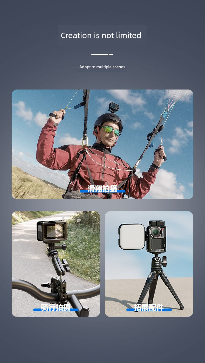 Neewer Cage for Dji Action 6/5 Pro/4/3 Metal Protective Frame Action Camera Anti-Drop Heat Dissipation Side-Open Quick Release Protective Selfie Video Cycling Skateboard Accessories