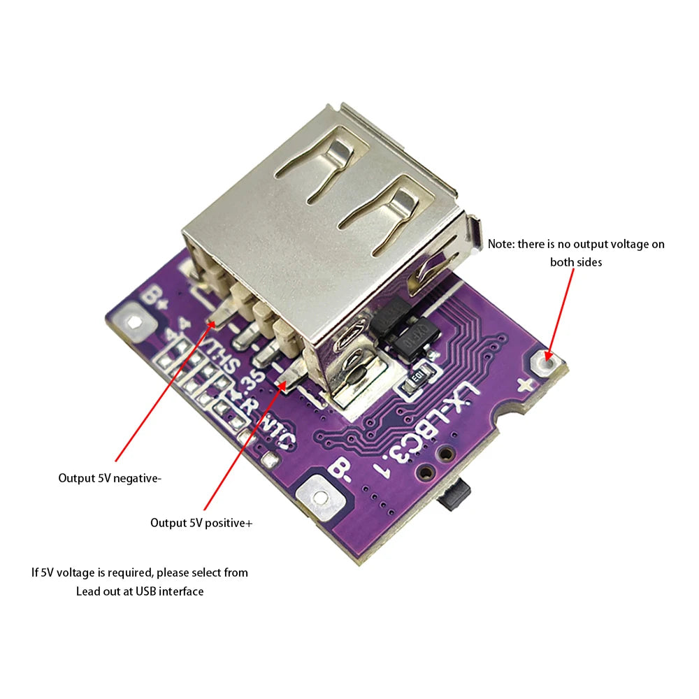 Type-C USB 5V 3A Boost Converter Step-Up Power Module Charge/Discharge Battery Protection Board With Switch LED Indicator