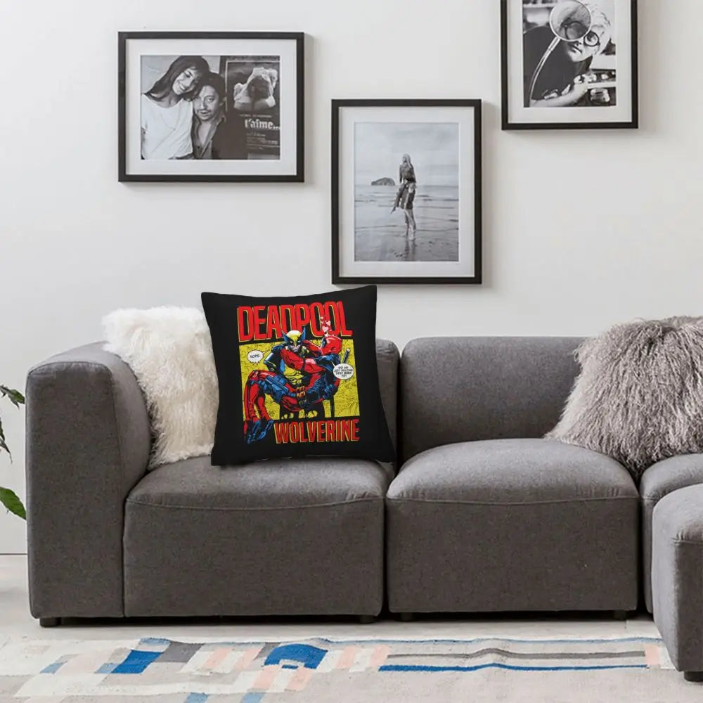 Custom Deadpool Wolverine Cartoon Manga Cushion Cover Soft Cute Pillows