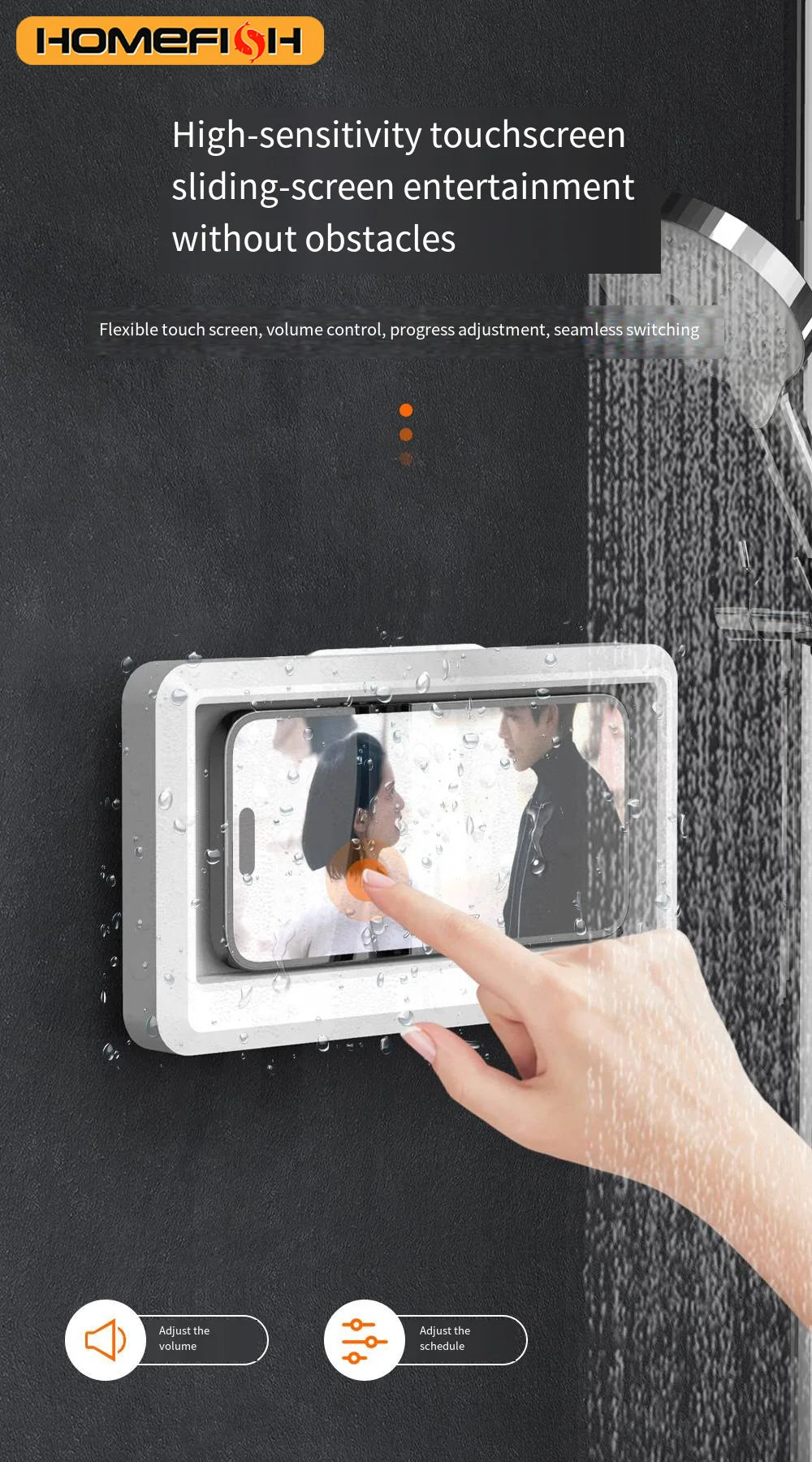 Fixed Universal Waterproof and Anti-fog Mobile Phone Case for Bathroom Shower Phone Holder Waterproof Can Touched Shower Phone