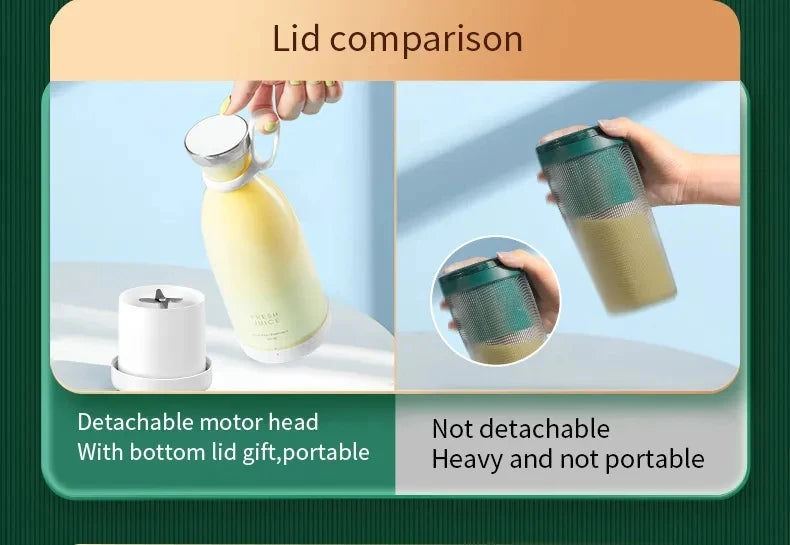 Wireless Charging 4 Blades Electric Juicer Mini Portable Blender Fruit Mixers Extractors Multifunction Juice Maker Machine