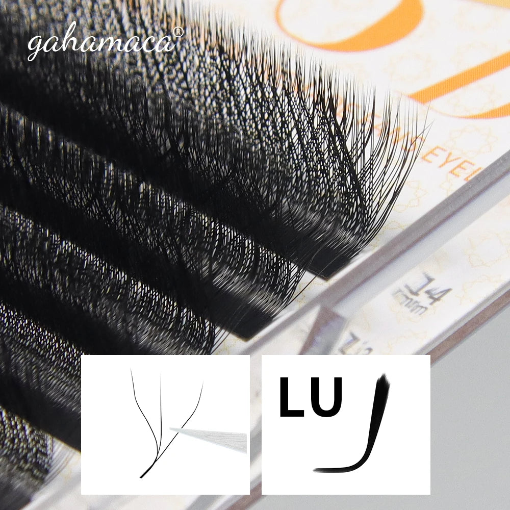 GAHAMACA W Shape Eyelash Extensions L/LU 3D Premade Volume Fan Lashes W Style Lashes Comfortable Faux Mink Natural Eyelash