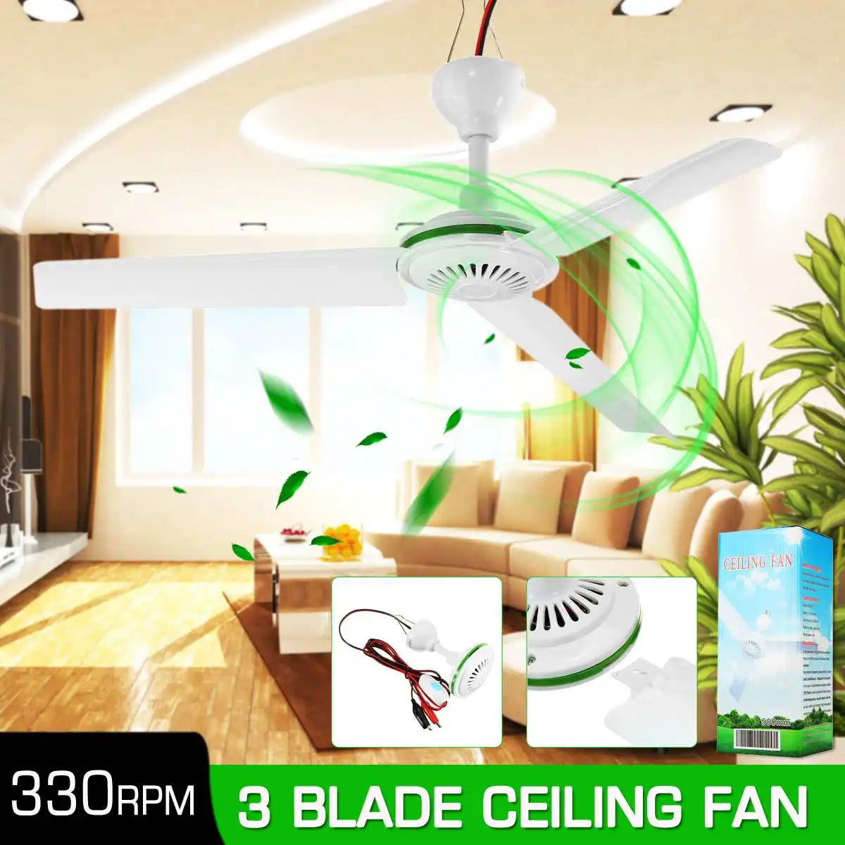12V 6W Solar Ceiling Fan Environmental-friendly Solar Powered Cooling Fans Small Air Conditioning Appliances Portable Ac