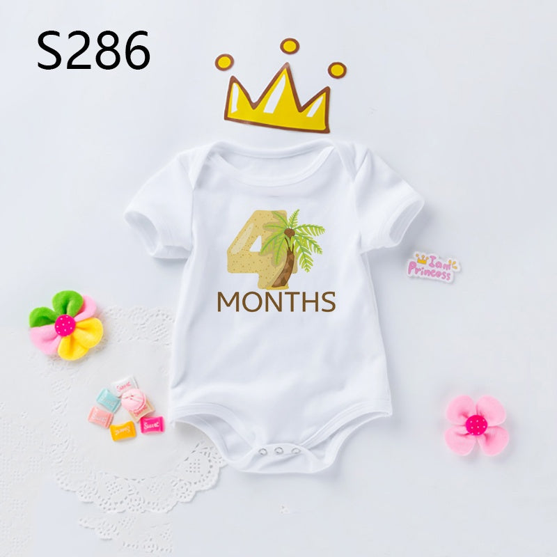 Monthly Milestone Baby Grow Bodysuit Cute Animal 1-12 Months One-Pieces Baby Shower Gift Month Pictures Monthly Jumpsuit Clothes