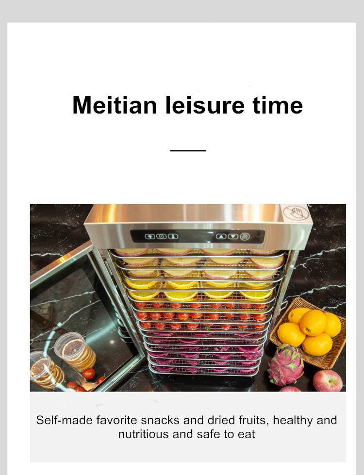 14 Trays Food Dehydrator Fruit dryer Stainless Steel Machine  1200W Household Vegetables Fruit Dryer with Digital Timer for Home