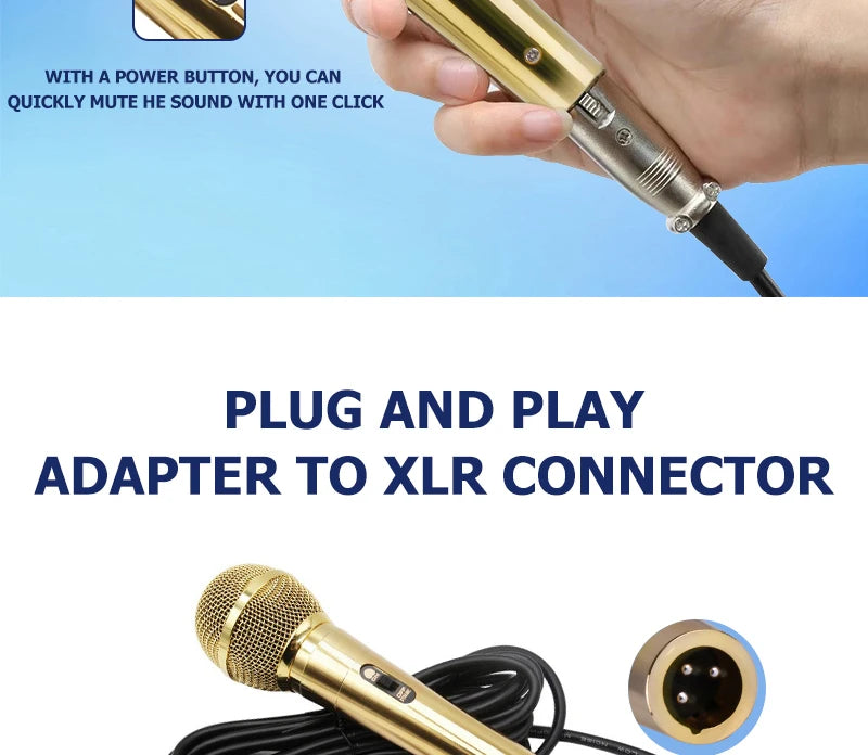 Karaoke Microphone Handheld Professional Wired Dynamic Microphone Clear Voice Mic for Karaoke Part Vocal Music Performance