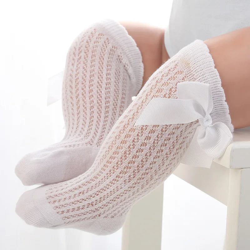 Summer Baby Socks Toddler Cute Big Bow Knee High Socks Mather Kids Children Boy Girls Newborn Floor Cotton Socks Baby Accessorie