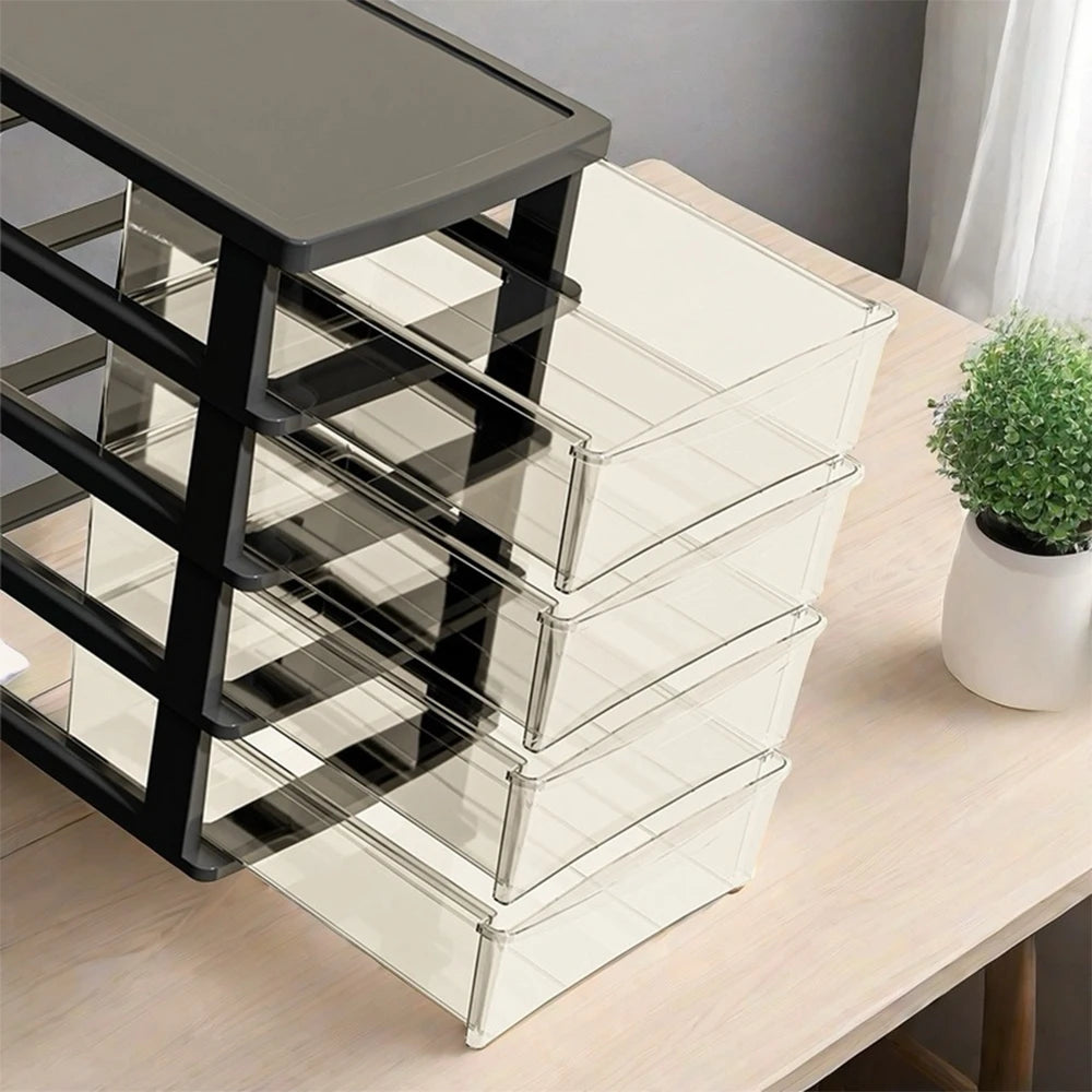 Desktop Storage Box with Drawers 2-6 Layers - Heightened Table Organizer for Office Home