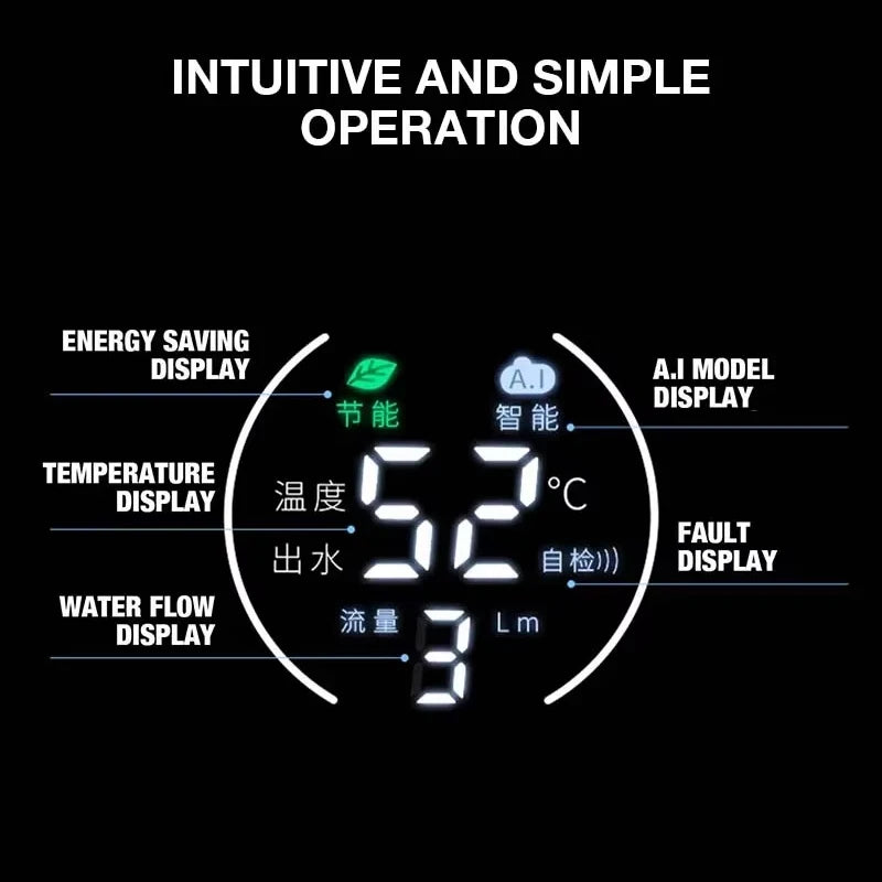 5500W Instant Water Heater 220V Smart Wall Mounted Electric Shower Tankless Instant Water Heater Thermostat for Bathroom Kitchen