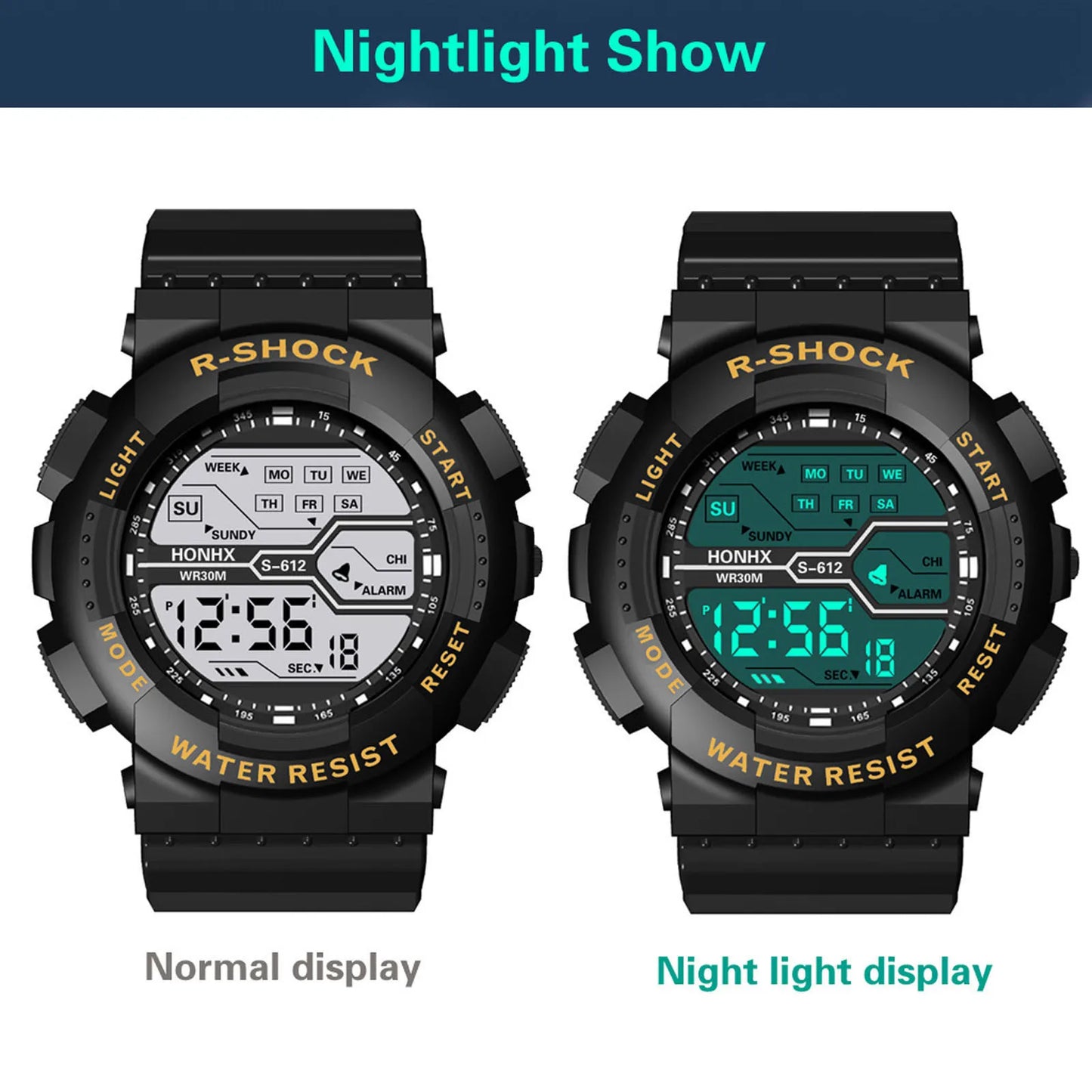 A Variety Of Styles Of Cool Sports Electronic Watches With Four Buttons